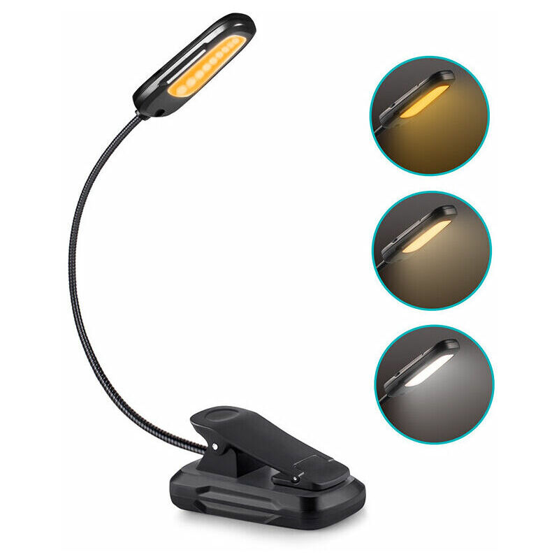 foto del prodotto lablanc luce di lettura, luce per libri ricaricabile tramite usb, lampada da lettura a 9 led con 3 modalit di luminosit e 3 temperature di