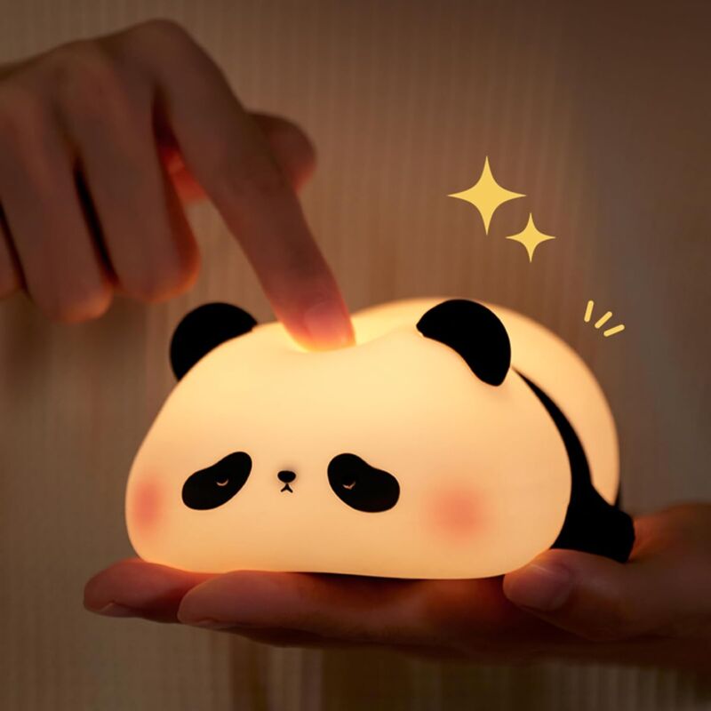 foto del prodotto lablanc luce notturna a forma di panda per bambini, lampada da notte con timer dimmerabile, controllo touch, luce notturna in silicone per neonati,