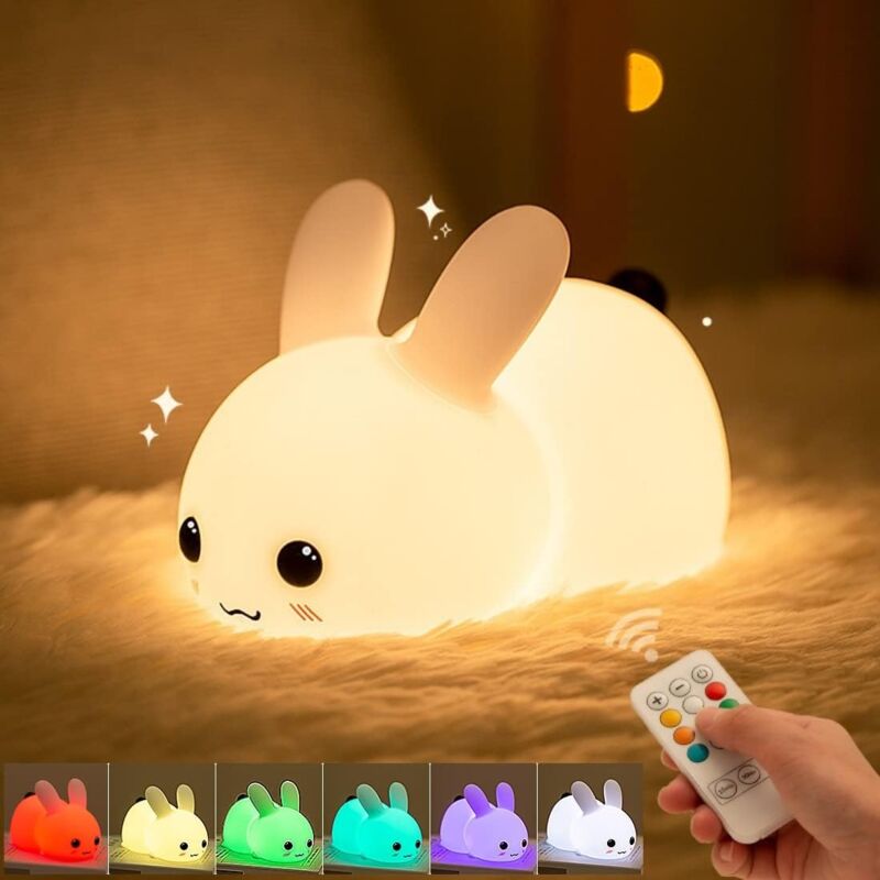 foto del prodotto lablanc luce notturna per bambini, lampada da comodino a led a 7 colori, lampada da allattamento in silicone, dimmerabile al tocco, per regali per