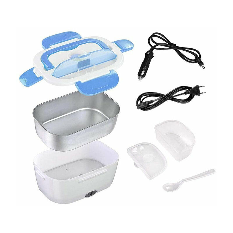 foto del prodotto lablanc lunch box elettrico da 75 w per auto, camion, ufficio, scuola ciotola riscaldante in acciaio inox 3 in 1 12 v, 24 v e 220 v contenitore