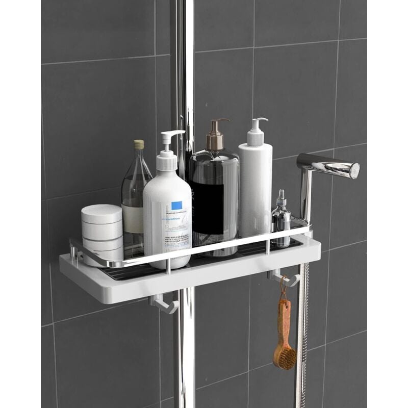foto del prodotto lablanc mensola per doccia senza foratura, portasapone per doccia, per riporre e organizzare il bagno, con 2 ganci e un supporto per doccia, adatto