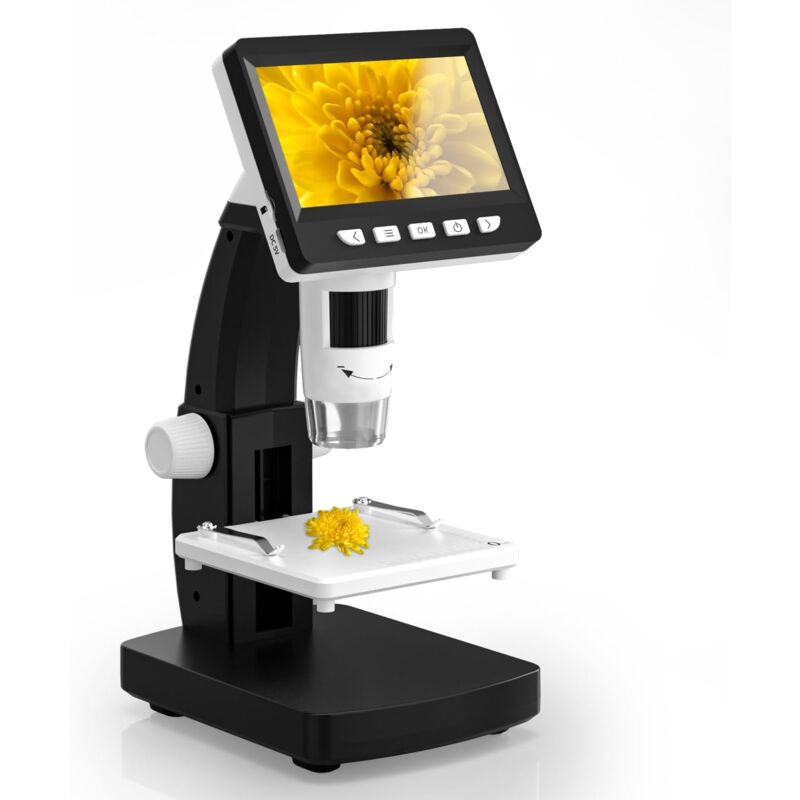 foto del prodotto lablanc microscopio microscopio digitale da 4,3 pollici, risoluzione 50x 1000x, microscopio usb con 8 luci led regolabili, microscopio per