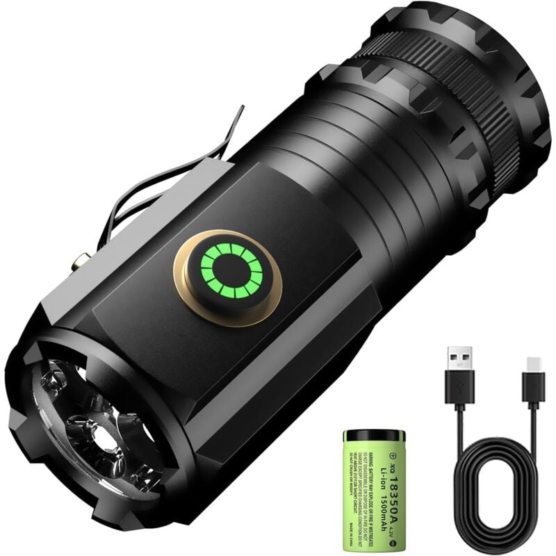 foto del prodotto lablanc mini torcia led estremamente luminosa, 5000 lumen, ricaricabile, 5 modalit di illuminazione, 3 potenti sfere luminose, impermeabile ipx6,