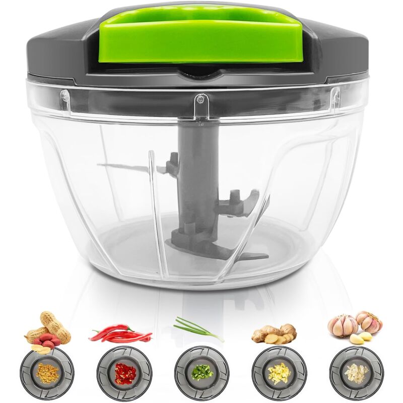 foto del prodotto lablanc mini tritatutto manuale da 400 ml, tagliacipolle manuale con 3 lame in acciaio inox, frullatore a immersione, tritacipolle, tritaaglio,