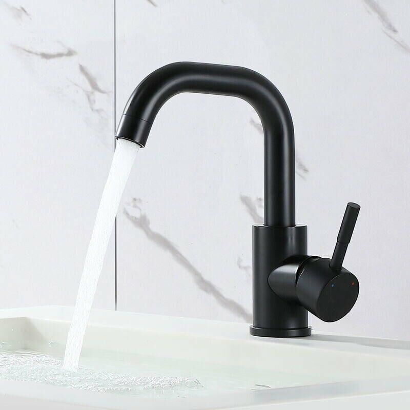foto del prodotto lablanc miscelatore per lavabo a u, miscelatore per acqua calda e fredda in acciaio inox, rotazione a 360 , nero