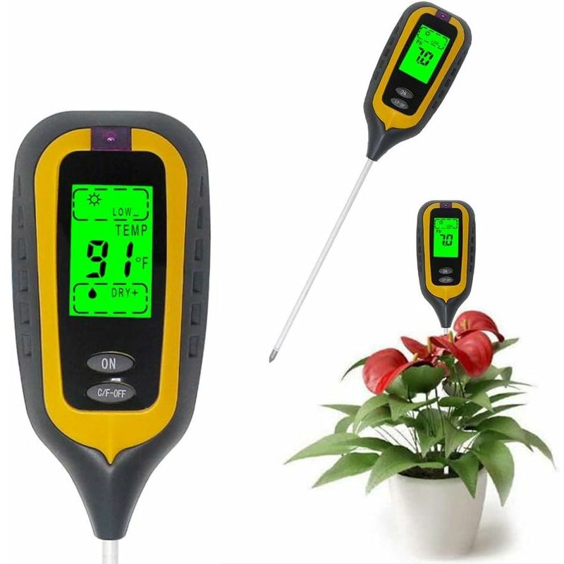 foto del prodotto lablanc misuratore di ph, umidit , temperatura, luce, 4 in 1, misuratore di ph, umidit , tester elettronico per piante da giardino, giallo