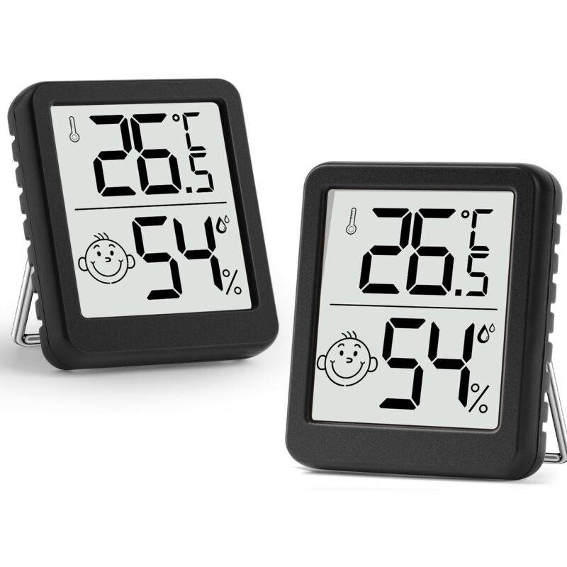 foto del prodotto lablanc misuratore di umidit , termometro per interni, 2 pezzi, mini termometro igrometro lcd con indicatore di livello sorridente per cameretta
