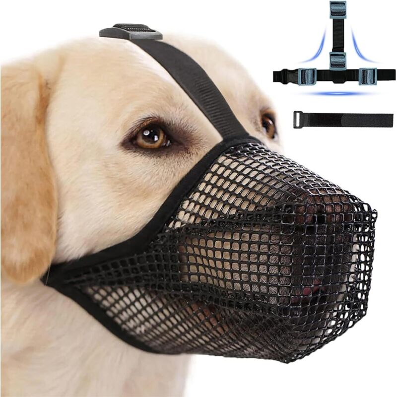 foto del prodotto lablanc museruola per cani, maschera traspirante per animali domestici, museruola regolabile con cinturini in velcro, museruola per addestramento