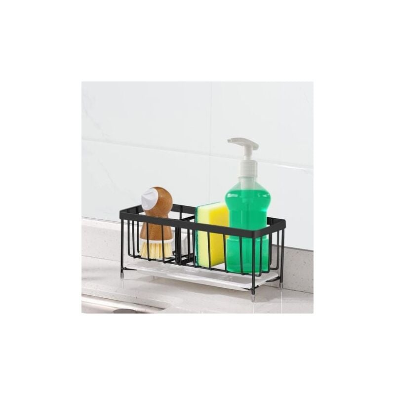 foto del prodotto lablanc nero porta spugna per lavello da cucina, organizer per lavello in acciaio inox 304, scolapiatti, porta sapone, supporto regolabile da