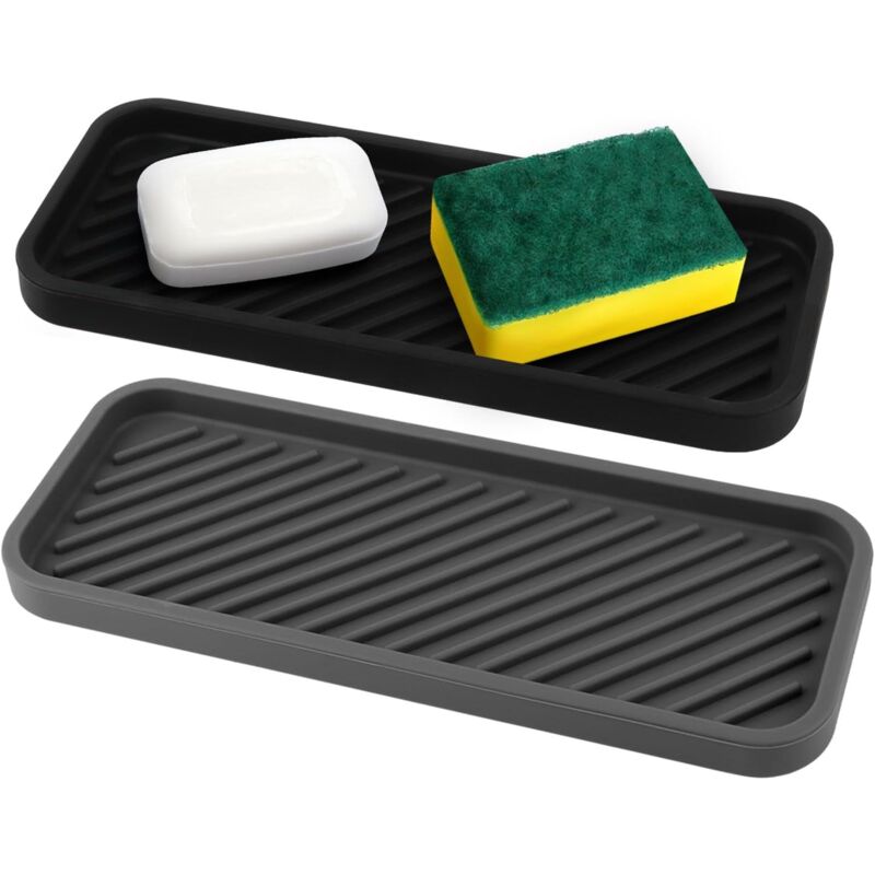 foto del prodotto lablanc organizer per lavello in silicone, confezione da 2 tappetini scolapiatti in silicone, 22,8 cm x 9 cm, per riporre spugne, detersivo per