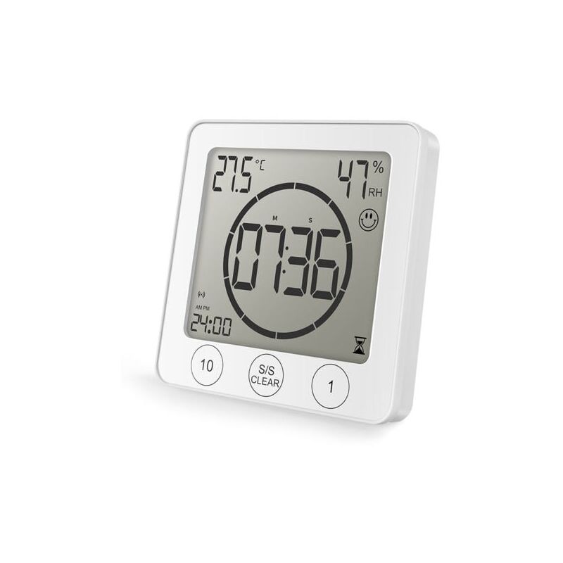 foto del prodotto lablanc orologio da doccia impermeabile, con controllo touch, sveglia digitale lcd, termometro e igrometro, timer per il conto alla rovescia,