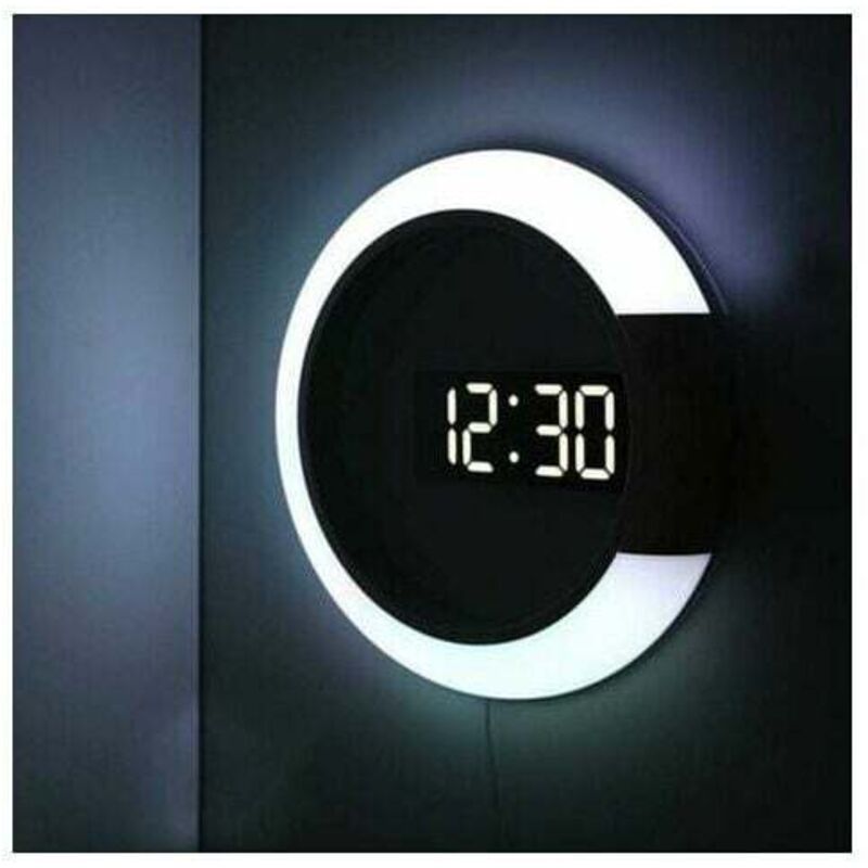 foto del prodotto lablanc orologio da parete a led, orologio digitale creativo con telecomando, specchio cavo, allarme temperatura, luce notturna a 7 colori