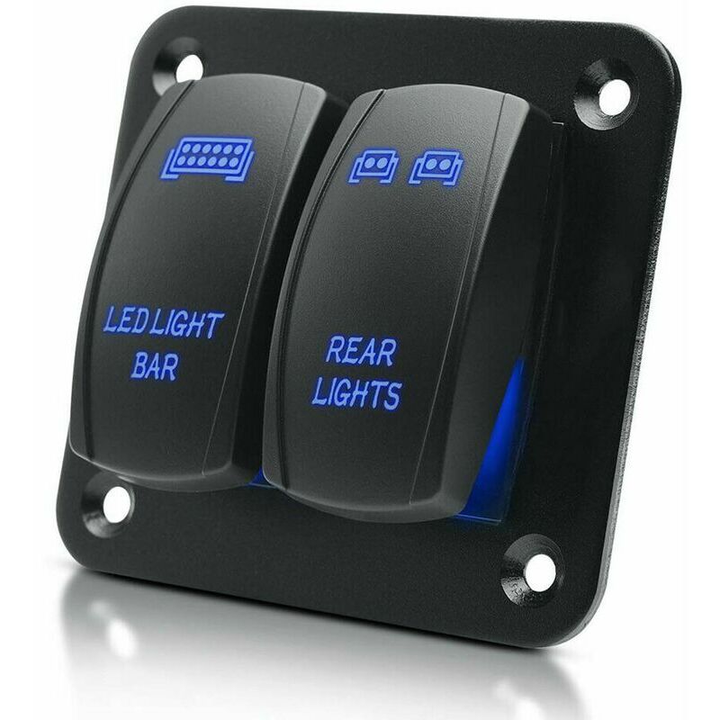 foto del prodotto lablanc pannello interruttori a levetta a led con accensione spegnimento a 2 bande e interruttore per fanale posteriore per auto, suv, atv, camion,