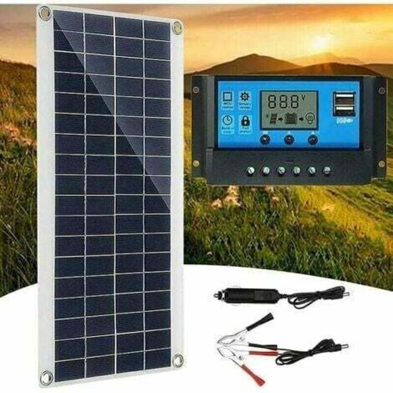foto del prodotto lablanc pannello solare da 300 w e 12 v, kit pannello solare, kit caricabatteria con regolatore di carica solare da 60 a per camper, yacht,