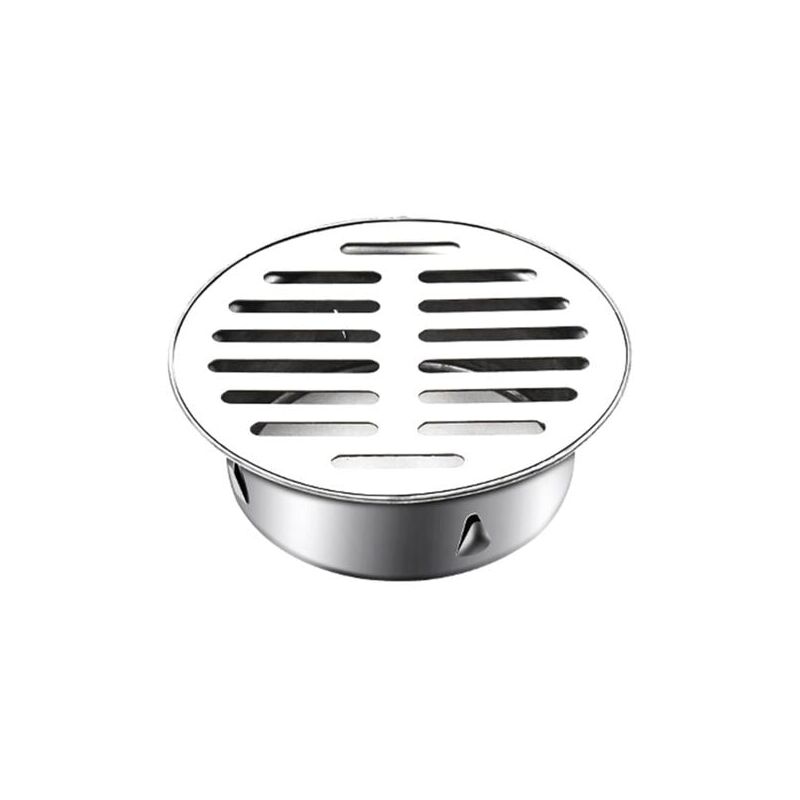 foto del prodotto lablanc piletta anti intasamento rotonda in acciaio inox per balcone, scarico a pavimento bocca piatta 110 mm 