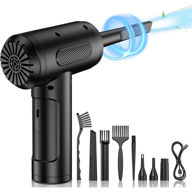 foto del prodotto lablanc pistola ad aria compressa, 3 velocit , 91000 giri min, soffiatore per pc ad aria secca, ricaricabile tramite usb con batteria da 6000 mah