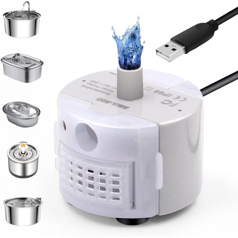 foto del prodotto lablanc pompa per fontana d acqua per gatti con luce led, ultra silenziosa, lunga durata, impermeabile ip68