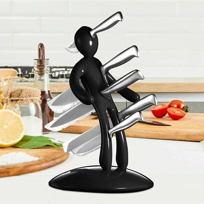foto del prodotto lablanc portacoltelli senza coltelli, ceppo portacoltelli da cucina creativo a forma di umanoide, decorazione perfetta esclusi i coltelli 