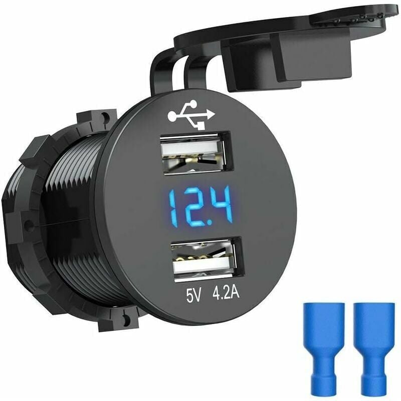 foto del prodotto lablanc presa usb per auto da 12 v, presa femmina da 5 v, caricabatteria da auto da 4,2 a, adattatore per accendisigari doppio kfz impermeabile con