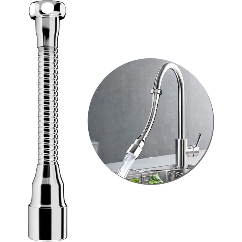 foto del prodotto lablanc prolunga per rubinetto da cucina a 360 con beccuccio flessibile da 20 cm, prolunga per rubinetto da lavello da cucina, risparmio idrico