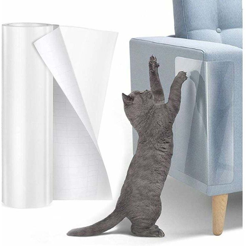 foto del prodotto lablanc protezione antigraffio per gatti rotolo autoadesivo trasparente da 30 cm x 5 m protezione antigraffio per mobili, porte, pareti,