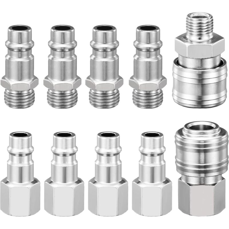 foto del prodotto lablanc raccordo rapido pneumatico bsp da 1 4 , 10 pezzi, raccordo europeo per compressore d aria, connettore per compressore per tubo pneumatico