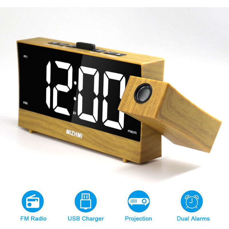 foto del prodotto lablanc radiosveglia con proiezione a soffitto, sveglia con proiettore a soffitto con doppio allarme, radiosveglia con ampio display, funzione