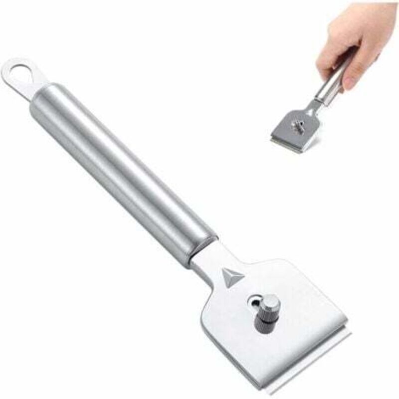 foto del prodotto lablanc raschietto per la pulizia del vetro, lama in acciaio inox con 4 lame di ricambio raschietto per piani cottura in ceramica per vetro e