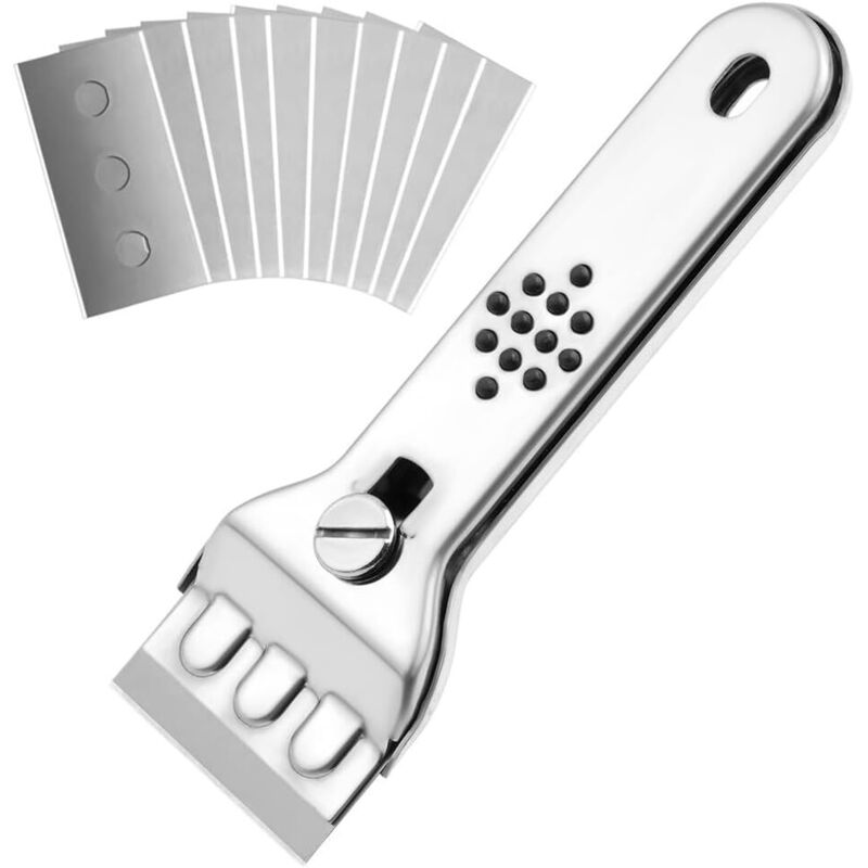 foto del prodotto lablanc raschietto, raschietto per vernice in acciaio inox, con 11 lame in metallo, raschietto per piano cottura in ceramica, raschietto