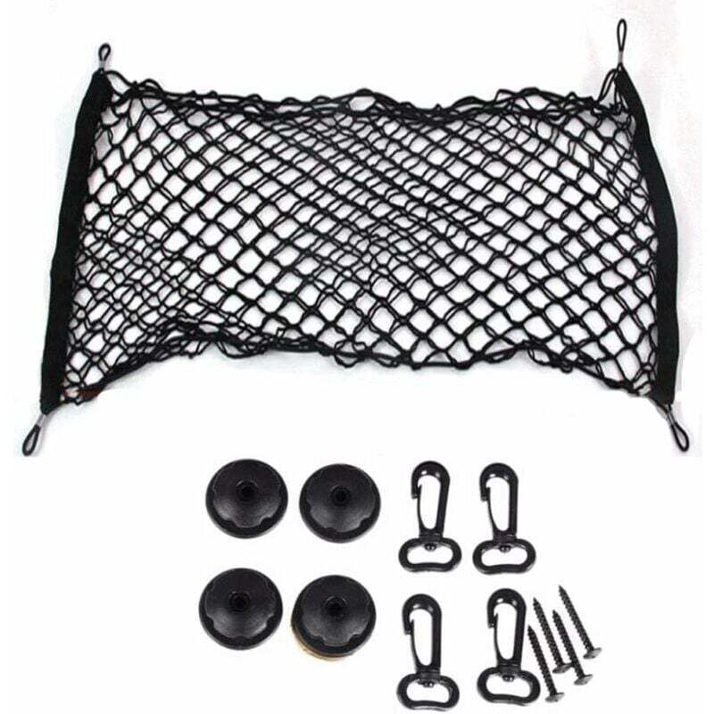 foto del prodotto lablanc rete portaoggetti per bagagliaio auto, grande dimensione 90x40 cm fissaggio bagagli in nylon elastico flessibile, organizer portaoggetti