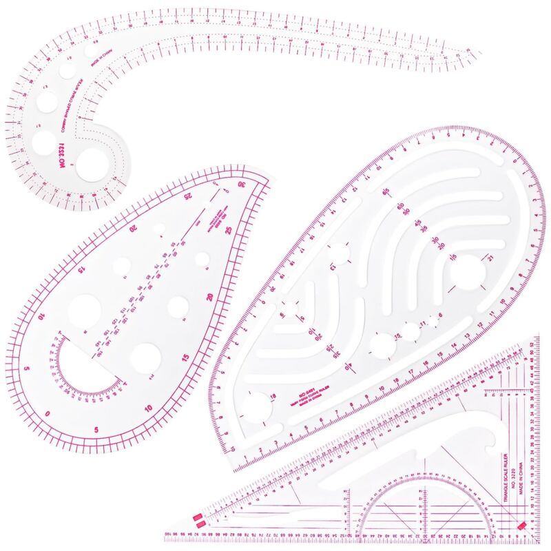 foto del prodotto lablanc righello da cucito, 4 righelli da cucito a forma di pappagallo, righello per abbigliamento, metro da cucito in plastica per disegno, kit di