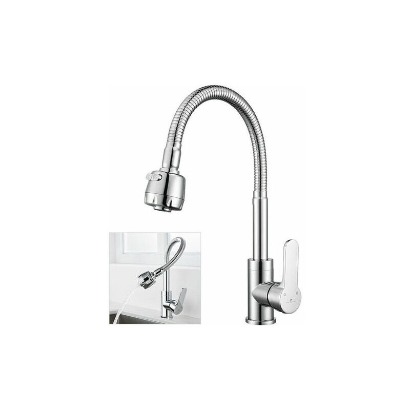 foto del prodotto lablanc rubinetto da cucina in memory foam rubinetto per lavello a molla 2 beccucci opzionali rotazione a 360 cromato per qualsiasi curva