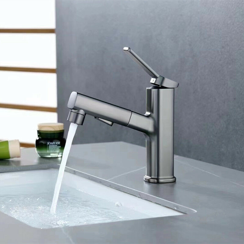foto del prodotto lablanc rubinetto per bagno grigio con doccetta estraibile, miscelatore per lavello, 3 modalit di flusso d acqua, design elegante, rubinetto per