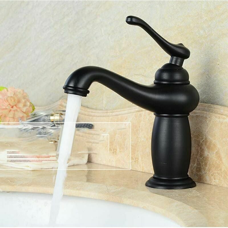 foto del prodotto lablanc rubinetto per lavabo monocomando retr vintage in ottone, stile europeo nero