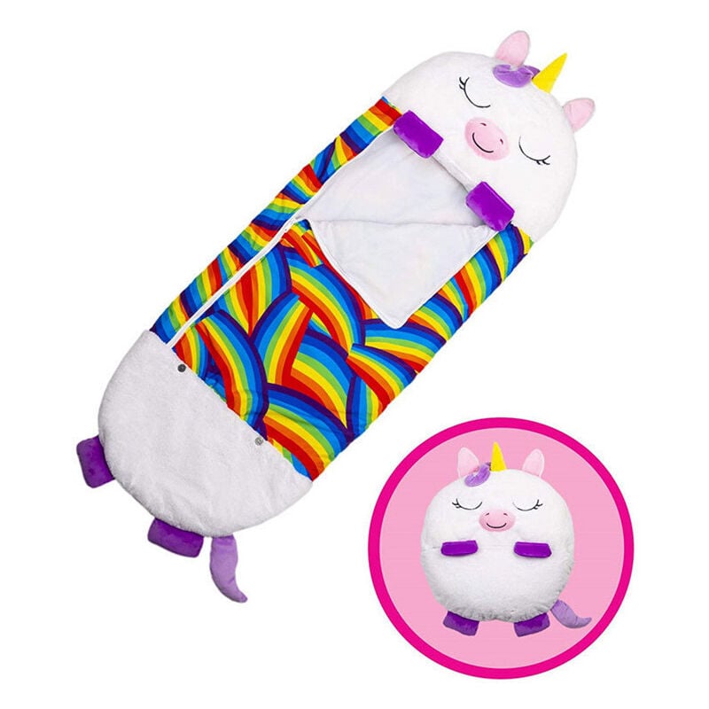 foto del prodotto lablanc sacco a pelo per bambini, in peluche, invernale, per bambini e bambine, con unicorno, 2 in 1, super morbido e caldo per tutte le stagioni,