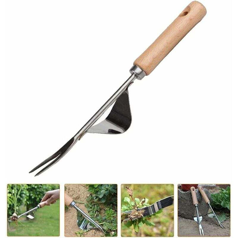 foto del prodotto lablanc sarchiatore manuale in acciaio inox con manico in legno per diserbo da giardino