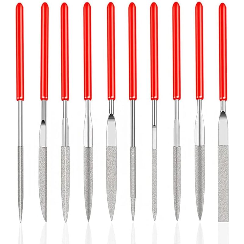 foto del prodotto lablanc set di 10 mini lime ad ago diamantate per modellismo manuale, falegnameria, lucidatura per legno, gioielli, fai da te, metallo 2 mm x 100