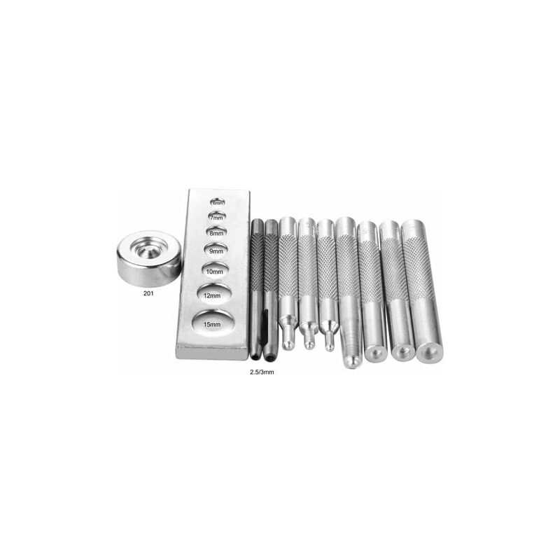 foto del prodotto lablanc set di 11 utensili per la lavorazione della pelle per applicare rivetti e bottoni automatici, praticare fori e punzonare. per hobby e fai
