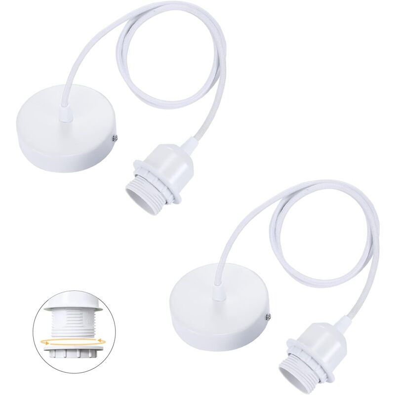 foto del prodotto lablanc set di 2 lampade a sospensione e27 con anello a vite, cavo tessile regolabile 100 cm, lampada a sospensione compatibile con paralume,