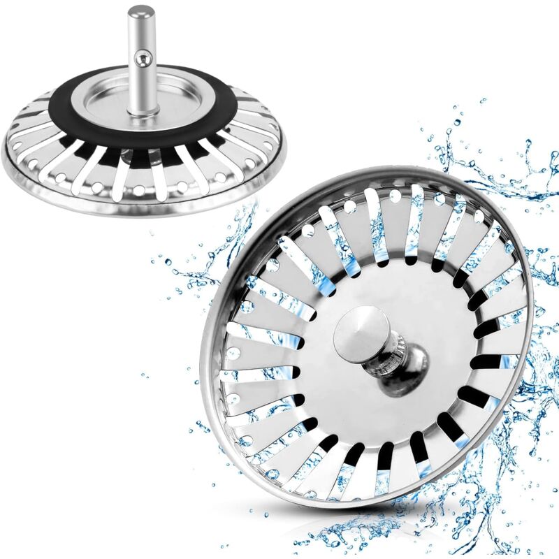 foto del prodotto lablanc set di 2 tappi per lavello da cucina in acciaio inox tappo per lavello da bagno, filtro per lavello, filtro di scarico, con punta a