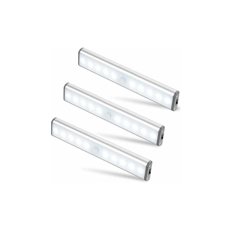 foto del prodotto lablanc set di 3 lampade da 10 led, senza fili, ricaricabili tramite usb, magnetiche, con sensore di movimento, 2 modalit di illuminazione,