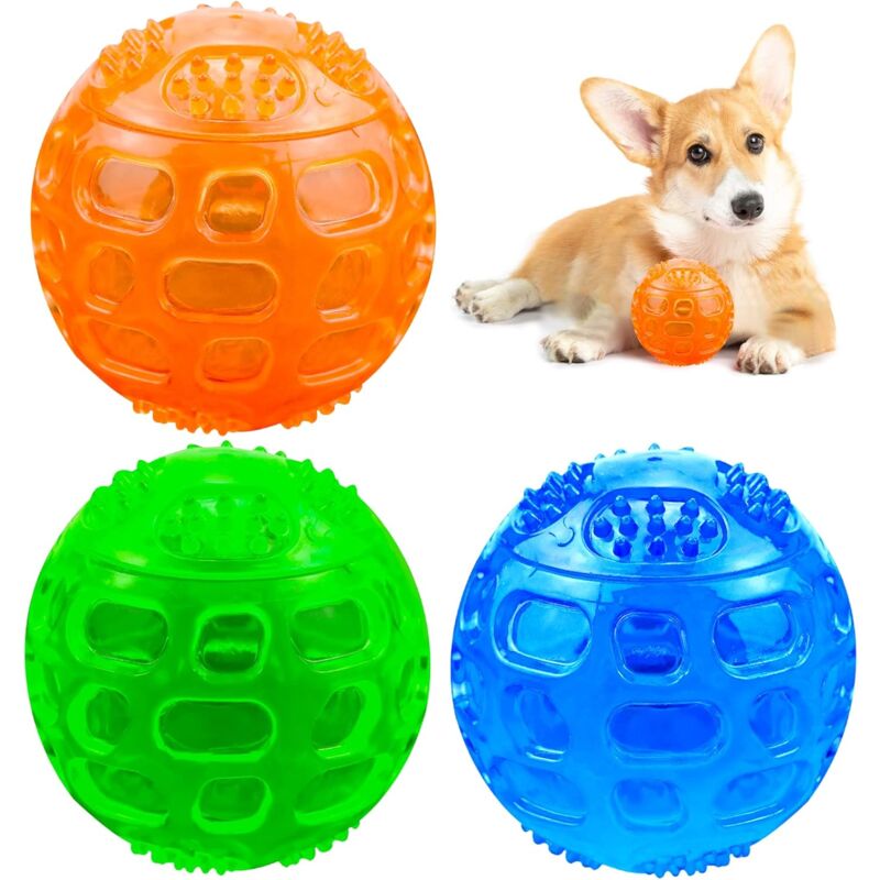 foto del prodotto lablanc set di 3 palline per cani palline da masticare per animali domestici, palline squittenti adatte a cani di taglia grande e piccola,