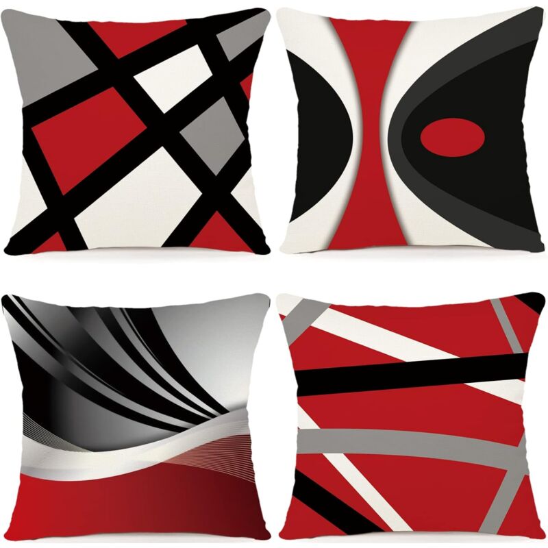foto del prodotto lablanc set di 4 federe per cuscini 40x40 cm con motivo geometrico, federe decorative in cotone e lino, federe per cuscini quadrati per letto,