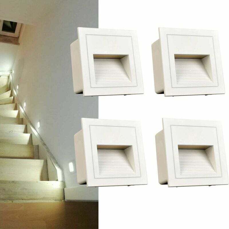 foto del prodotto lablanc set di 4 luci da incasso a parete quadrate a led, luci per scale ip65 bianco freddo, luci per gradini, alluminio, illuminazione e luci