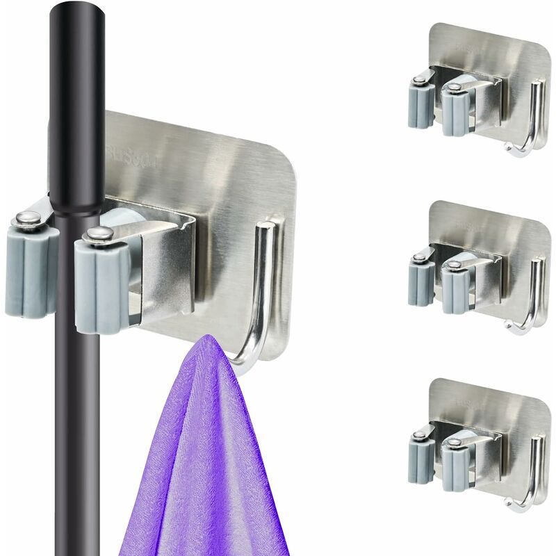 foto del prodotto lablanc set di 4 porta scope da parete, senza foratura, autoadesivi, con ganci, salvaspazio per la cucina, per bagno, giardino, garage, casa,