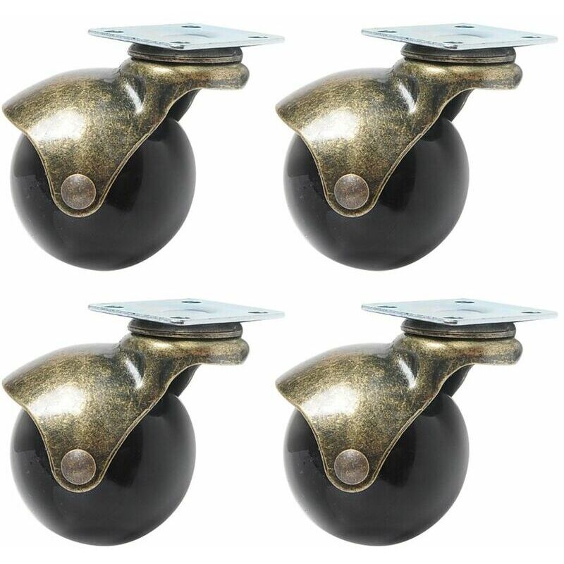 foto del prodotto lablanc set di 4 ruote girevoli a sfera, ruote girevoli a 360 gradi, con cappuccio, bronzo vintage 1,5 pollici, ruote girevoli a sfera 