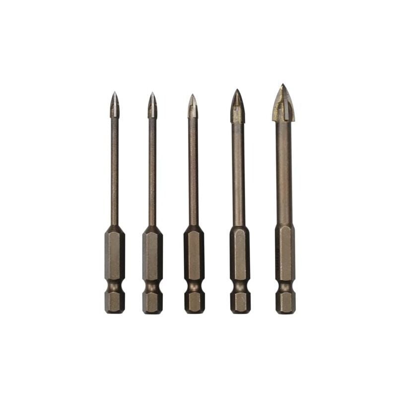 foto del prodotto lablanc set di 5 punte da trapano triangolari, punte da trapano in carburo per piastrelle, utensile di foratura universale efficiente per vetro,