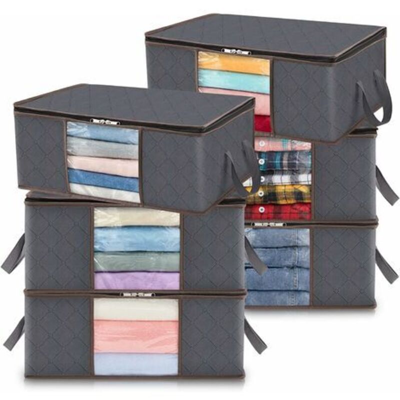 foto del prodotto lablanc set di 6 contenitori portaoggetti da 35 litri, contenitore pieghevole sottoletto, organizer per armadio, copripiumino, finestra trasparente