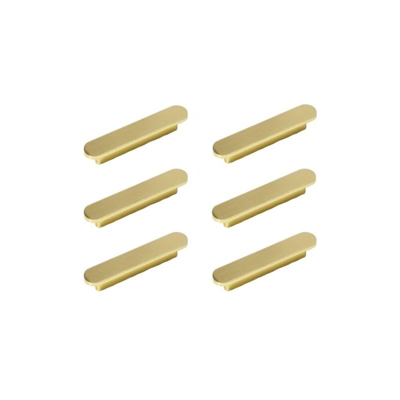 foto del prodotto lablanc set di 6 maniglie dorate per mobili da cucina in ottone spazzolato, interasse 96 mm maniglie per mobili