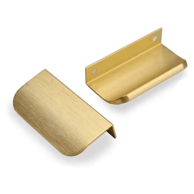 foto del prodotto lablanc set di 6 maniglie invisibili per mobili da cucina, maniglie dorate maniglia da cucina in oro spazzolato, maniglia per cassetti in ottone